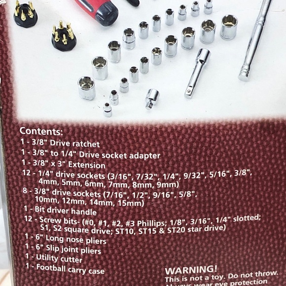 Raiders Nfl Team Football Tool Set 40 Piece Vintage Rare - Picture 6 of 15